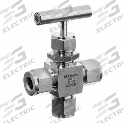 USA INDUSTRIALS Needle Valve: 3-Way Valve Body, 316 Stainless Steel, Screw-In Bonnet - Stainless Steel 3-Way Needle Valves