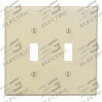 LEVITON Wall Plate: Toggle, 2 Gang, Ivory, Midsize Size (MPN PJ2-I). Key specifications — Brand: LEVITON; Material: Nylon.