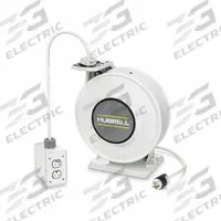 HUBBELL WIRING DEVICE-KELLEMS Extension Cord Reel: Ratchet Lock, 45 ft Cord Lg, 12 AWG, SJO, 5-20P (MPN HBLIWC45123R220HG). Key specifications — Retractable Cord Ending NEMA Configuration: 5-20R; Feeder Cord Ending NEMA Configuration: 5-20P; Brand: HUBBELL WIRING DEVICE-KELLEMS.