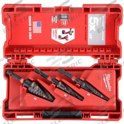 MILWAUKEE Step Drill Bit Set: 3 Pc, 1/8" to 7/8" - Impact-Rated High-Speed Steel Step Drill Bit Sets