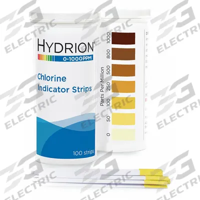 HYDRION Test Strips: Free Chlorine, 0 to 1,000 ppm Free Chlorine, Strip, 100 Tests - Single-Parameter Test Strips