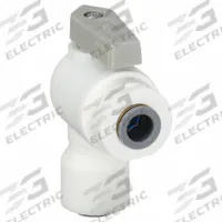 PARKER Manual Two-Way Ball Valve: 1/2 in, Polypropylene, Angle, Push x Push, One-Piece, Lever (MPN LFPP8MVEU8M). Key specifications — Brand: PARKER; Handle: Lever.