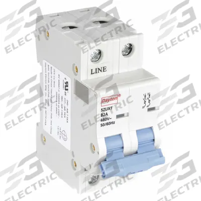 Dayton Supplementary Protector: 2 A Amps, 7.5kA at 480V AC, Screw Clamp, NDB2-63 - B-Curve, 2-Pole UL1077 DIN Rail-Mount Supplementary Protectors