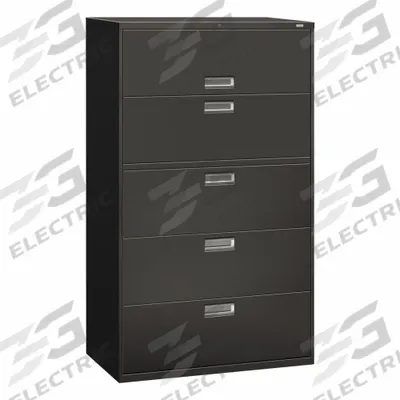 HON Lateral File Cabinet with Drawer: Charcoal, 5 Drawers, 64 1/4 in Overall Ht - Lateral File Cabinets