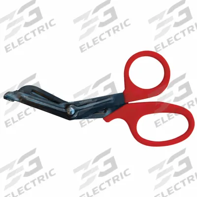 EMI Shears: Shear, Titanium, Angled/Rounded, Plastic, 7 1/2 in Overall Lg, Reusable - Trauma Shears