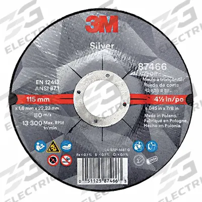 3M Depressed Center Cut-Off Wheel: Type 27, 4 1/2" x 0.045" x 7/8", Ceramic - Cool-Cutting Cut-Off Wheels for Carbon & Stainless Steel
