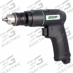 SPEEDAIRE Air-Powered Drill: 3/8 in Chuck, Medium Duty, 2,600 RPM, 0.5 hp, Keyed (MPN 21AA69). Key specifications — attr1320790: SPEEDAIRE.