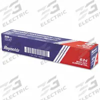 REYNOLDS Aluminum Foil Roll: Heavy-Wt, 500 ft Roll Lg, No Fold, 18 in Sheet Wd (MPN 624). Key specifications — attr557610: Aluminum; attr644920: Yes; attr557609: No Fold; attr557619: Various; attr557605: Silver; attr644923: Heavy-Weight; attr557603: REYNOLDS.