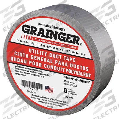 APPROVED VENDOR Duct Tape: Light Duty, Gray, 1 7/8 in Wd, 60 1/8 yd Lg, 6 mil Thick, 306 - General Purpose Duct Tape
