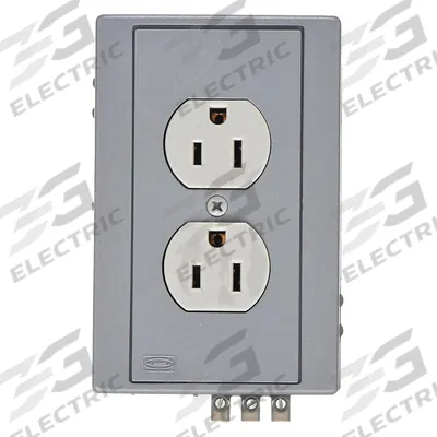 HUBBELL DIN Rail Receptacle: Duplex, 5-15, Gray, 125V AC, 15 A, 2 Pole / 3 Wire (MPN DRUB15) - General Purpose Receptacles