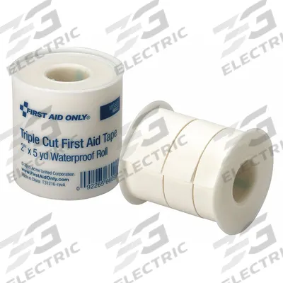 FIRST AID ONLY First Aid Kit Refill: White, 5 yd Roll Lg, 1 in_3/8 in_5/8 in Tape Wd - Water-Resistant First Aid Tapes