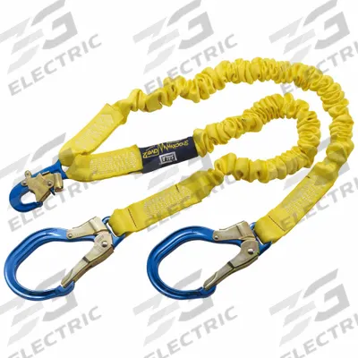 3M DBI-SALA Shock-Absorbing Lanyard: Tubular Webbing, Aluminum Rebar Hook - General Fall Protection Shock-Absorbing Lanyards
