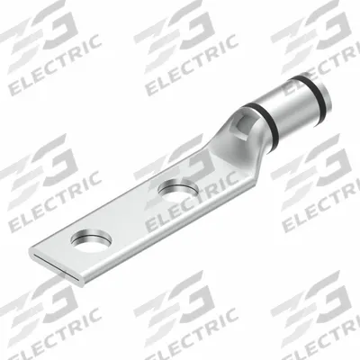 BURNDY Compression Lug: For 2/0 AWG, Solid/Stranded Wire, 3/8 in Stud Size, Std - Two-Hole Compression Lugs
