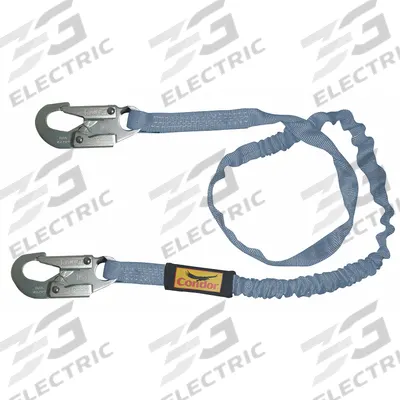 CONDOR Shock-Absorbing Lanyard: Tubular Webbing, Steel Snap Hook, Steel Snap Hook - General Fall Protection Shock-Absorbing Lanyards