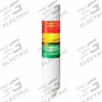 PATLITE Tower Light Assembly: 3 Tier, Sounder Tier Included, IP65, Amber/Green/Red, Direct Wire (MPN LR6-302WCBW-RYG). Key specifications — Manufacturer Part Number: LR6-302WCBW-RYG; Brand: PATLITE; Operating Voltage: 24V DC; Light Tier Color: Amber.