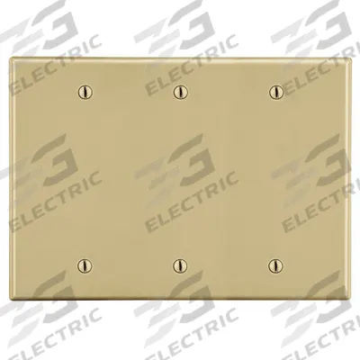 HUBBELL Wall Plate: Blank, 3 Gang, Ivory - General Purpose Wall Plates