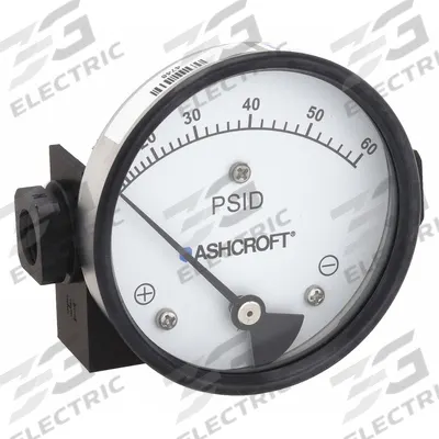 ASHCROFT Differential Pressure Gauge: In-Line, 1/4 in NPT Female, 1130, 3 1/2 in Dial - Medium & High Operating Pressure Differential Gauges