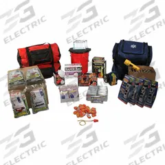 READY AMERICA Survival Kit: 3,936 Components, Duffel Bag, 50 People Served (MPN 78400). Key specifications — First Aid Supplies Included: (2) Medical Duffel Kit; Housing Material: Cardboard; Container Type: Duffel Bag; Hygiene Supplies Included: Toilet Bucket Kit; PPE and Shelter Supplies Included: (48) Shelter-in-Place Essentials Kit Person 3 Day Kit; Power and Lighting Supplies Included: Large Flashlight with Battery; Tools Included: (2) Site Safety Kits; Writing and Communication Supplies Included: (25) Plastic Whistles.
