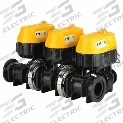 BANJO Electrically Actuated Two-Way Ball Valve: 1 in Nominal Valve Size, 12V DC - Polypropylene Electrically-Actuated Ball Valve Banks