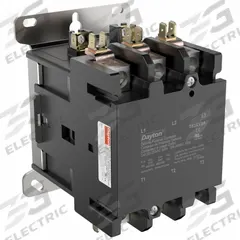 DAYTON Definite Purpose Magnetic Contactor: 3 Poles, 208-240V AC, 90 A, Non-Reversing (MPN 783XY3). Key specifications — Brand: DAYTON; Coil Voltage: 208/240V AC; Contactor Style: HVACR Definite Purpose Contactor; Mounting Style: Through Panel; Terminal Connection Type: Box Lugs; Maximum Voltage Rating: 600V AC; Phase: Three; Main Pole Contact Form: 3NO.