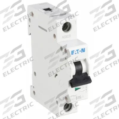 EATON Supplementary Protector: 15 A Amps, 48V DC, 15kA at 240/415V AC, Lug, FAZ - B-Curve, 1-Pole UL1077 DIN Rail-Mount Supplementary Protectors