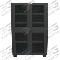 JAMCO Storage Cabinet: 48 in x 24 in x 78 in, 4 Adj Shelves, Swing Handle & Padlock Hasp, Legs (MPN DM248BL). Key specifications — Brand: JAMCO; Body Panel Type: Ventilated; Base Type: Legs; Cabinet Color: Black; Frame Assembled: Assembled.