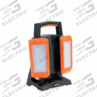 GROZ Temporary Job Site Light: 4,500 lm Max Brightness, LED, 4, 4 Brightness Levels - Floor Stand Lights