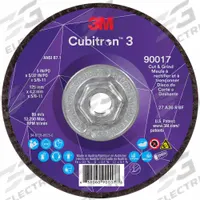 3M CUBITRON 3 Cut-Off and Grinding Wheel: Type 27, 5" x 5/32" x 5/8"-11, Ceramic, 36 Grit (MPN 90017). Key specifications — Brand: 3M CUBITRON 3.