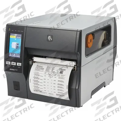 ZEBRA Industrial Printer: ZT400, 6.6 in Max. Print Wd, 12 in/sec, Rewind/Peel Off Dispensing - Up to 3,000 Labels per Day