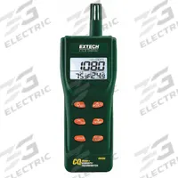 EXTECH Indoor Air Quality Meter: Calculates Averages/Custom Alerts, Gas Analyzers for Carbon Dioxide (MPN CO250). Key specifications — Manufacturer Part Number: CO250; Brand: EXTECH; Calibration Certificate Type: Not Certified; Digital Display Screen Type: LCD with Backlight; Features: Calculates Statistical Weighted Averages of STEL (15 Minute Short Term Exposure Limit); Includes: Cable; PPM Accuracy: ±5% of Reading + 50ppm; Power Source: Battery.