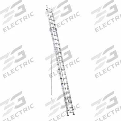 WERNER Extension Ladder: 48 ft Ladder Size, Aluminum, 300 lb Load Capacity, 143 lb Wt - Leg Leveling Lightweight Aluminum Extension Ladders