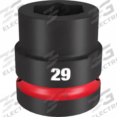 MILWAUKEE Standard Impact Socket: 1 in Drive Size, Metric, 29 mm Socket Size, 6-Point - 1" Drive Impact Sockets