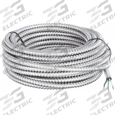 SOUTHWIRE Metal Clad Armored Cable: 14 AWG, 2 Conductors, Copper, 25 ft, Aluminum - Standard Metal-Clad Cables