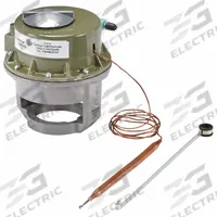 JOHNSON CONTROLS Pneumatic Thermostat: 60° to 150°F, 2 Pipes, High Volume Pipes/Air Flow Output (MPN T-3111-1). Key specifications — Pneumatic Thermostat Type: Piston Valve Actuator with Remote-Bulb Sensor; Temperature Control Range: 60° to 150°F; Number of Pipes/Air Flow Output: 2 Pipes, High Volume; Thermostat Action: Direct; Mounting Direction/Capillary Length: Valve Top, 42 in; Brand: JOHNSON CONTROLS.