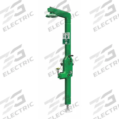 HAWS Shower with Eyewash: Floor Mnt, No Bowl, Galvanized Steel Pipe, Plastic Showerhead - Hazardous Location Freeze-Resistant Heat-Trace Floor-Mount Showers with Eyewash