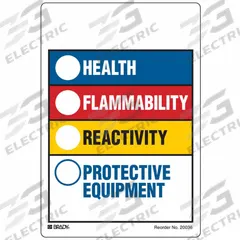 BRADY HMIG Label: 14 in Ht, 10 in Wd, 0.004 in Thick, Vinyl, Adhesive, 10 in x 14 in, 50 PK (MPN 20036VLS). Key specifications — Material: Vinyl.