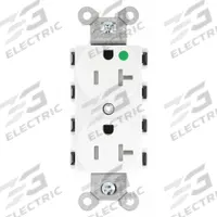 HUBBELL Receptacle: Hospital Grade Fed. Spec., Duplex, 5-20R, White, 125V AC, 20 A, 2 Pole / 3 Wire (MPN SNAP8300WTRA)
