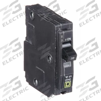 SQUARE D Miniature Circuit Breaker: 20 A, 120/240V AC, Single Phase, 10kA at 120/240V AC - QO Series, Plug-In Square D Miniature Circuit Breakers