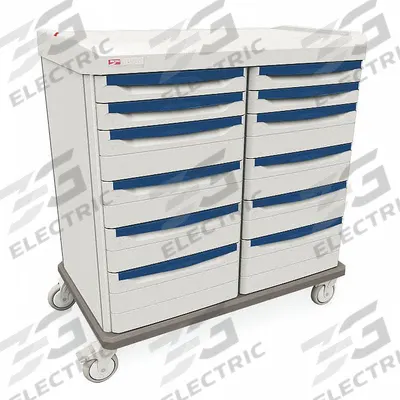 METRO General Medical Supply Cart with Drawers: Polymer, (4) Swivel, Taupe, White - General Medical Supply Carts with Drawers