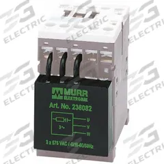 MURRELEKTRONIK Motor Suppressor: RC 3, 5.5 kW Motor Rating, 575 V AC, 236082. Key specifications — Manufacturer Part Number: 236082; Brand: MURRELEKTRONIK; Compatible with Series: Connects onto Connects onto Siemens SIRIUS 3 RT 20 Contactors.