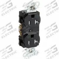 HUBBELL Receptacle: Duplex, 5-20, Black, 125V AC, 20 A, 2 Pole / 3 Wire (MPN BR20BLKWRTR)