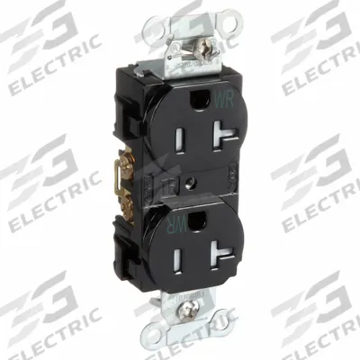 HUBBELL Receptacle: Duplex, 5-20, Black, 125V AC, 20 A, 2 Pole / 3 Wire (MPN BR20BLKWRTR) - General Purpose Receptacles