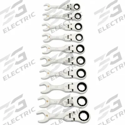GEARWRENCH Combination Wrench Set: Alloy Steel, Full Polish Chrome, 10 Tools - Metric 12-Point Ratcheting Combination Wrench Sets