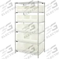 QUANTUM STORAGE SYSTEMS Bin Shelving: 36 in x 24 in x 74 in, 1 Sided, 15 Bins, Open, Clear (MPN WR6-953CL). Key specifications — Includes Bins: Yes; Bin Material: Polypropylene; Frame Color: Silver; Bin HxWxD: (15) 10 in x 11 in x 23-7/8 in; Frame Material: Steel; Bin Color: Clear; Bin Style: Hang and Stack; Brand: QUANTUM STORAGE SYSTEMS.