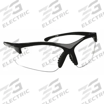 KLEENGUARD Reader Safety Glasses: Clear Lens Color, Wraparound Frame, Top and Bottom - Padded Comfort-Fit Reader Safety Glasses
