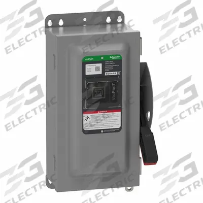 SCHNEIDER Safety Switch: Fusible, 60 A, Three Phase, 600V AC/DC, Galvanized Steel - Fusible Safety Switches