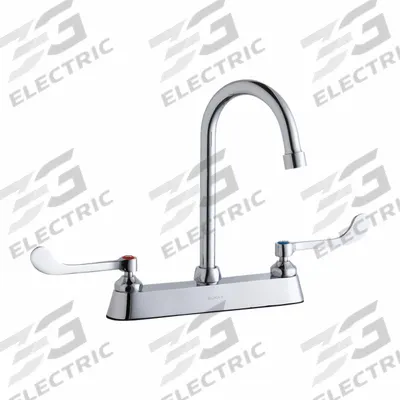 ELKAY Handle-Operated Faucet: Elkay, Brass, Centerset, Deck, 3 Mounting Holes - Centerset Kitchen Faucets
