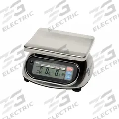 A&D WEIGHING Food Scale: 7 1/2 in Weighing Surface Dp, 9 1/8 in Weighing Surface Wd, LCD, SK-5001WPF. Key specifications — Readability: 1 g; Brand: A&D WEIGHING; IP Rating: IP65.
