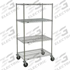 METRO Wire Shelving Unit: 36 in x 24 in x 67 7/8 in, Dry, Split Sleeve, 4 Shelves, Silver (MPN PK1052). Key specifications — attr15738: Silver; attr15739: (4) Posts; attr14157: Chrome; attr14150: Dry; attr14159: Round; attr5304: 4; attr14155: (2) Swivel with Brakes; attr14158: Steel.