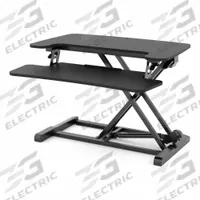 FLEXISPOT Standing Desk Converter: Black, Medium Density Fiberboard, 28 1/4 in Overall Wd, Steel (MPN M7-E-28B). Key specifications — Frame Color: Black; Frame Material: Steel; Brand: FLEXISPOT; Includes: Removable Keypad Tray; Desktop Color: Black; Desktop Material: Medium Density Fiberboard.